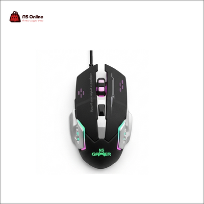 NS Gamer Nova Wired Gaming Mouse | Ergonomic Professional Gaming Layout | Customizable Multi-Zone RGB LED Lighting | Adjustable DPI Switch & Textured Metallic Silver Side Grips
