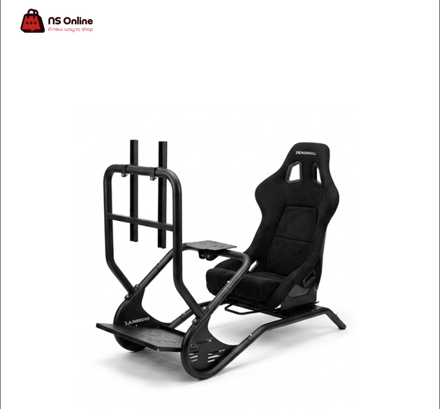 Deadskull Premium Sim Racing Cockpit with Bucket Seat | Heavy-Duty Adjustable Racing Simulator Stand | Full Pro Rig with Integrated TV Monitor Mount, Steering Wheel Plate & Pedal Base