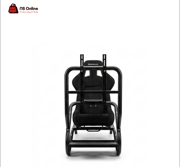 Deadskull Premium Sim Racing Cockpit with Bucket Seat | Heavy-Duty Adjustable Racing Simulator Stand | Full Pro Rig with Integrated TV Monitor Mount, Steering Wheel Plate & Pedal Base
