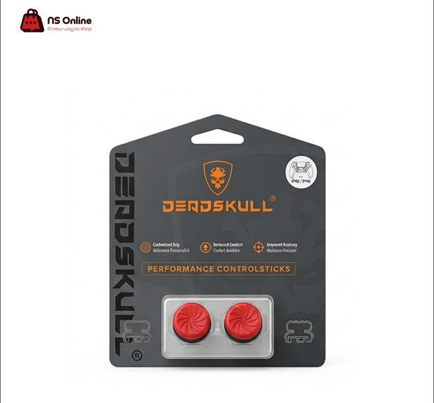Deadskull Performance Controlsticks Thumb Grips | Crimson Red Vortex Spiral Design | Enhanced Traction & Ergonomic Comfort | High-Precision Analog Stick Caps for PS5 and PS4 Controllers