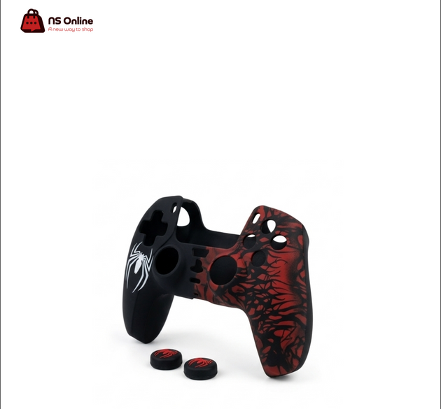 Deadskull Spider Premium Silicone Protective Cover for PS5 Controller | Anti-Slip Grip Skin Case Pack with Matching Analog Stick Thumb Grips | Custom Venom Symbiote Edition Gamepad Shell