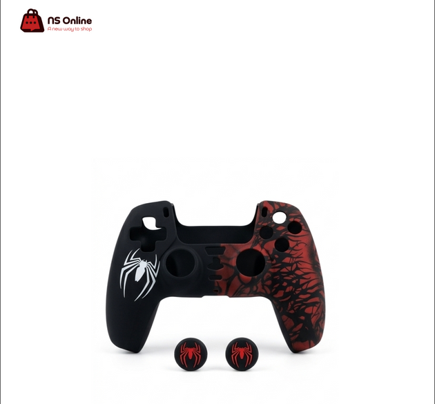 Deadskull Spider Premium Silicone Protective Cover for PS5 Controller | Anti-Slip Grip Skin Case Pack with Matching Analog Stick Thumb Grips | Custom Venom Symbiote Edition Gamepad Shell
