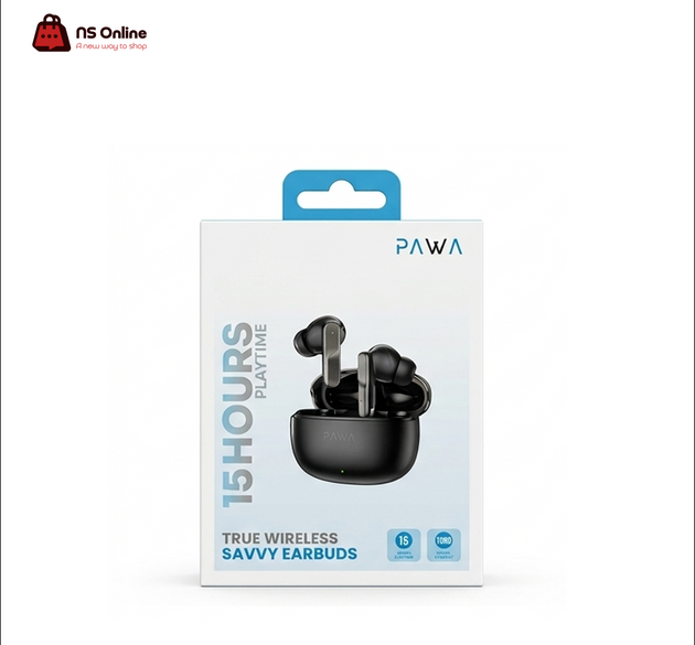 Pawa Savvy True Wireless Earbuds | Bluetooth Gaming & Music In-Ear Headphones | 15 Hours Total Playtime, Premium Compact Charging Case & Smart Touch Controls