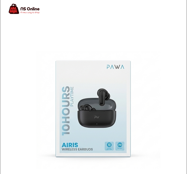 Pawa Airis True Wireless Earbuds | Bluetooth 6.0 In-Ear Headphones with 10 Hours Playtime, 250mAh Charging Case & Touch Control