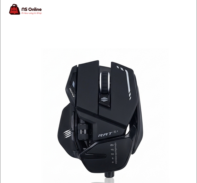 Mad Catz R.A.T. 6+ Optical Gaming Mouse | 12,000 DPI High-Performance Sensor | Adjustable Palm Rest & Weight System, Multi-Button Programmable Ergonomic Esports Mouse