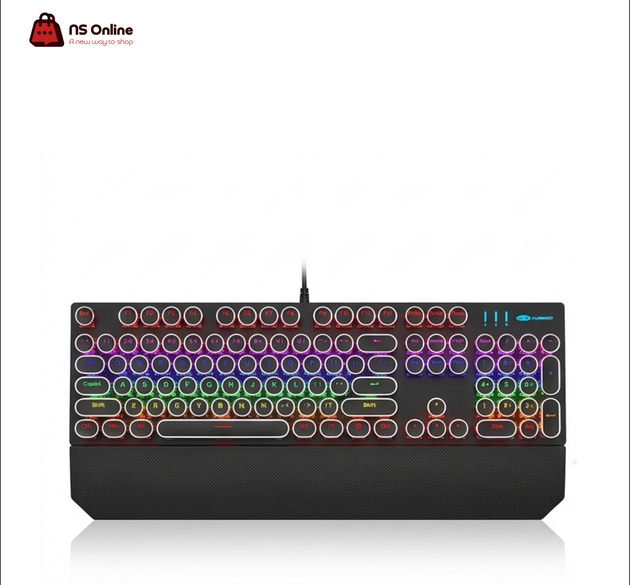MageGee MK-Storm Retro Mechanical Gaming Keyboard | Full-Sized 104-Key Layout with Vintage Steampunk Round Keycaps, Rainbow LED Backlighting & Ergonomic Detachable Wrist Rest