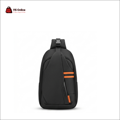 Porodo Gaming Crossbody Sling Bag | Water-Resistant Lightweight Chest Bag for Portable Handheld Consoles, Tech Accessories & Everyday Essentials (Black with Orange Accents)