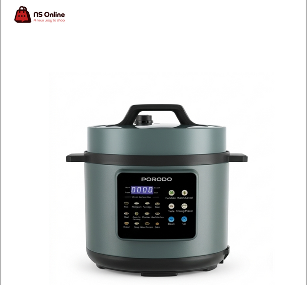 Porodo Lifestyle 1300W Multi-Cuisine Pressure Cooker (6L) | 12 Cooking Presets, Digital LED Display, Non-Stick Inner Pot & Open-Lid Cooking Mode (Slate Grey)
