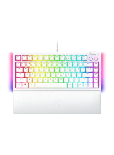 Razer BlackWidow V4 75% Mechanical Gaming Keyboard, Hot-Swappable Design, Tactile Switches, Chroma RGB, MF Roller & Media Keys, US Layout, Comfortable Wrist Rest, White