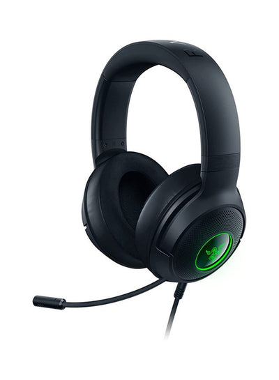 Razer Kraken V3 X Wired USB Gaming Headset, Lightweight Build, Triforce 40mm Drivers, HyperClear Cardioid Mic, 7.1 Surround Sound, Chroma RGB Lighting - Black