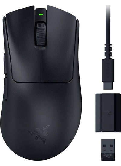 Razer DeathAdder V3 HyperSpeed Wireless Gaming Mouse, Focus X 26K Optical Sensor, 26000 DPI Sensitivity, 55g Lightweight, Max Acceleration, 8 Programmable Buttons, Black