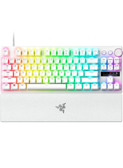 Razer Huntsman V3 Pro TKL Esports Gaming Keyboard: Analog Optical Switches with Rapid Trigger & Adjustable Actuation - Media Keys & Dial - Doubleshot PBT Keycaps - Aluminum Top Plate - Wrist Rest - White