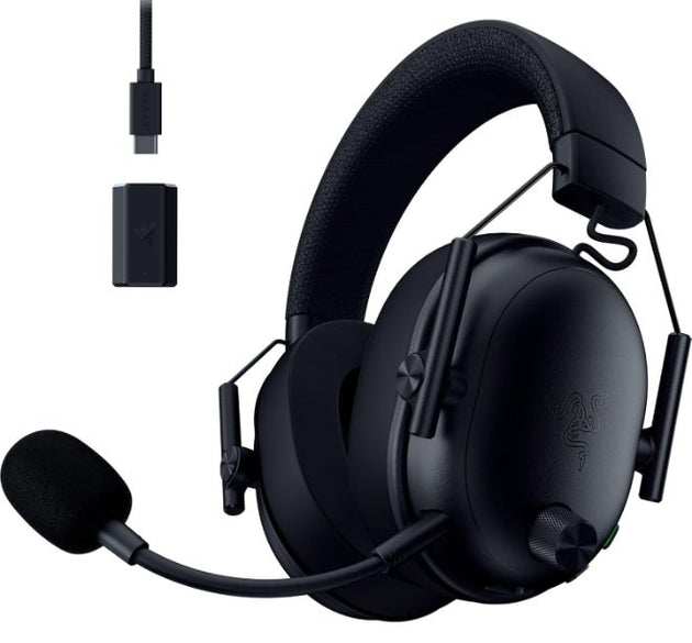 سماعة الألعاب اللاسلكية Razer BlackShark V3 Pro ANC للكمبيوتر: ميكروفون واسع النطاق - مشغلات 50 ملم - 2.4 جيجا هرتز، بلوتوث، USB، 3.5 ملم - تعمل مع Mac، PS5، Nintendo Switch، الهاتف الذكي - بطارية 70 ساعة - أسود