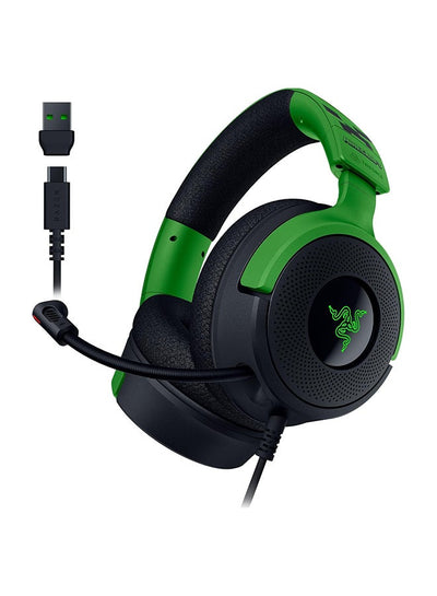 Razer Kraken V4 X Wired Gaming Headset: 40 mm Drivers, Cardioid Mic, Memory Foam Cushions, Chroma RGB Lighting, Type C & Type A Cable, for PC, Mac, PS5, Nintendo Switch - Minecraft Edition