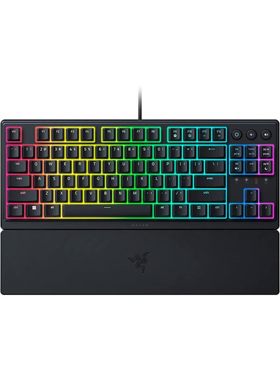 Razer Ornata V3 TKL Gaming Keyboard: Low-Profile Keys - Mecha-Membrane Switches - UV-Coated Keycaps - Backlit Media Keys - 8-Zone RGB Lighting - Spill-Resistant - Magnetic Wrist Wrest - Classic Black