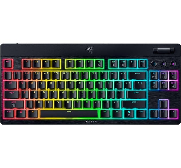 Razer BlackWidow V4 Low Profile HyperSpeed Wireless Mechanical Gaming Keyboard (Green Switch): HyperSpeed Wireless & Bluetooth, Multi-function Roller, 11 Control Buttons, SNAP TAP - Black