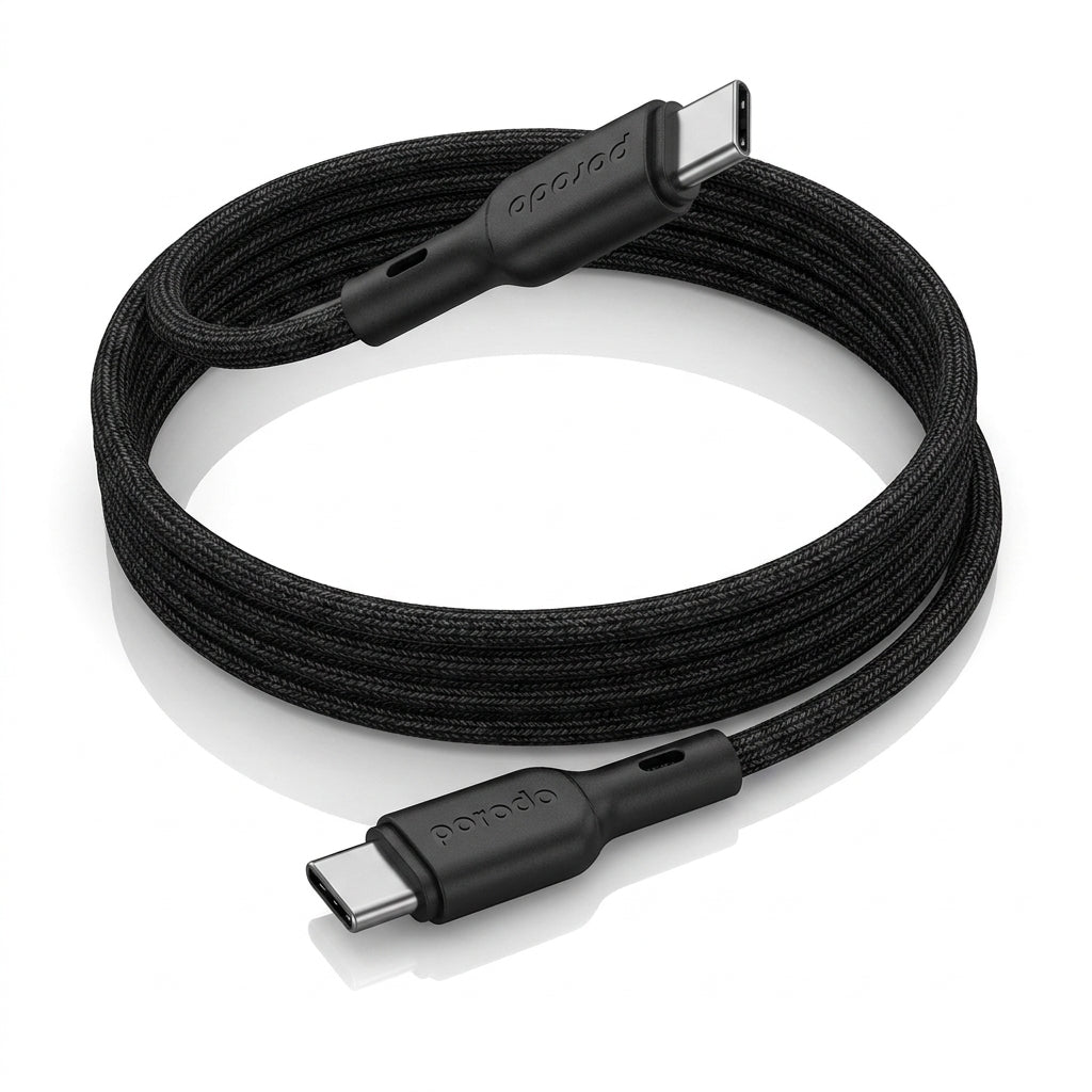 Porodo Blue Type-C to Type-C Cable | Durable Fast Charge & Sync Data Cord (5000+ Bends) for Android, iPad, Mac & PC