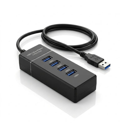 SuperSpeed 4-Port USB 3.0 Hub (30cm Cable) – 5Gbps Data Splitter & Extension Adapter Compatible with PC, PS5, PlayStation 5, and Nintendo Switch (NSW)