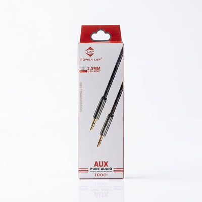 كابل صوت باور لاب PL-700 Aux مقاس 3.5 ملم (100 سم) | سلك صوت نقي ذكر-إلى-ذكر عالي الدقة | سلك مجدول لا يتشابك لستيريو السيارة والكمبيوتر الشخصي وPS5 وبلاي ستيين 5