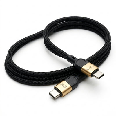 PAWA Levin Titanium 60W USB-C to USB-C Braided Cable (1.2M / 4Ft) | Thickened Pure Copper Core, 10,000+ Bend Durability & 480Mbps Data Sync (Desert Titanium Black & Grey Titanium)