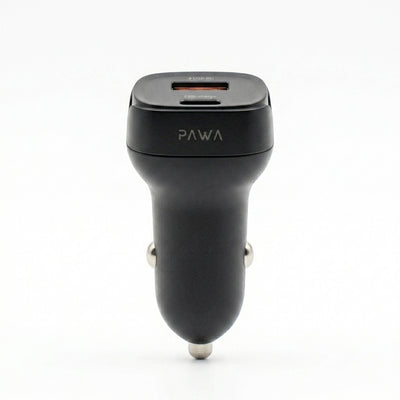 PAWA Quad Pro 38W Dual Port Car Charger (USB-C PD 20W + USB-A QC 18W) with Ambient Ring Light | Flame-Retardant PC+ABS Shell & Multi-Layer Safety Protection (Black)