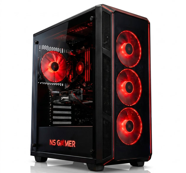 NS Gamer BARQ Gaming PC Build (Lightning Build) | AMD Ryzen 5 5500, AMD Radeon RX 580 8GB GDDR5, 16GB DDR4 3200MHz RAM, 512GB NVMe M.2 SSD, ASUS Prime B450 DDR4 Motherboard, High-Performance Air Cooler, 600W 80+ Bronze PSU, Stylish 3-Fan Black Gaming Case
