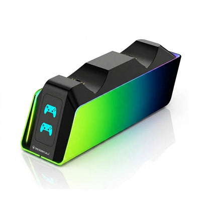 Deadskull Dual Charger Dock for PS5 & Edge Controllers | 2-3 Hours Fast Charging, 9-Mode RGB Lighting & Smart LED Indicators (Model DS-8055)