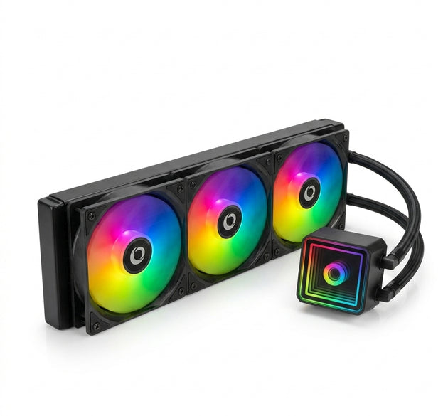 Zeromaster A360 ARGB Liquid CPU Cooler | 360mm AIO Water Cooling System, 3x 120mm ARGB PWM Fans, Infinity Mirror Pump Head | Compatible with Intel LGA 1700 & AMD AM5/AM4 (Black)