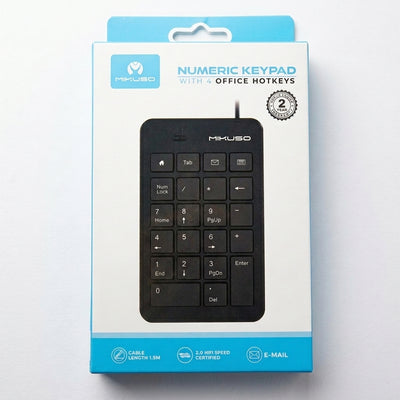 Mikuso (Micaso) KB-047U Wired USB Numeric Keypad with 4 Office Hotkeys – Extension Numpad Keyboard Compatible with PC, PS5, PlayStation 5, and Nintendo Switch (NSW)