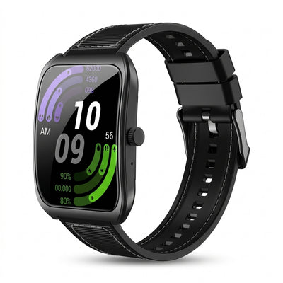 PAWA Vertex 1.85" Curved Display Smartwatch | Bluetooth Calling, Zinc Alloy Body, Magnetic One-Touch Charging & Multi-Menu Themes (Black)