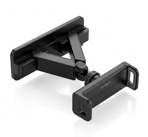 PAWA Wall Retractable Tablet Stand | Multi-Angle Adjustable Retractable Arm, Sturdy Steel & ABS Frame for Smartphones & Tablets (Black)