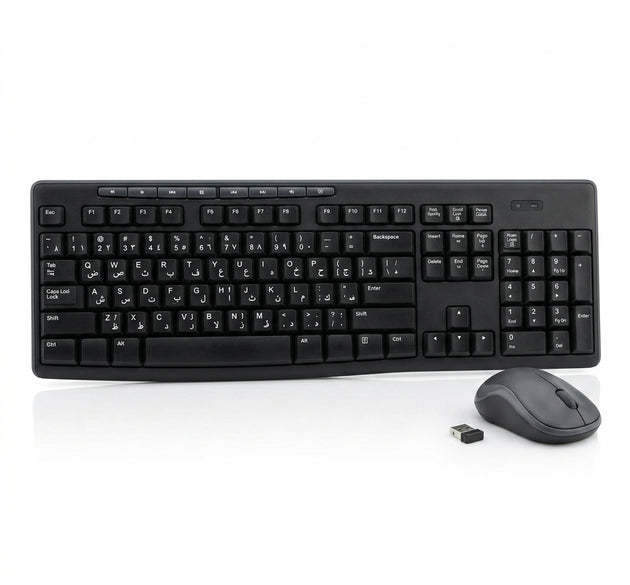 Logitech MK270 Wireless Keyboard & Mouse Combo | Arabic/English Layout, 2.4GHz USB Receiver, 8 Multimedia Hotkeys & Extended Battery Life (Black)
