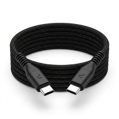 PAWA 60W Quick Charging Nylon Braided USB-C to USB-C Cable (1.2M / 4Ft) | High-Speed Power Delivery, 480Mbps Data Sync & Reinforced Strain Relief (Black)
