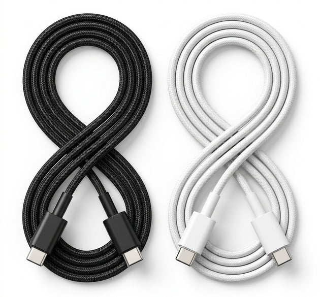 PAWA El-Caro 100W USB-C to USB-C Premium Braided Cable (2M / 6.6Ft) | 5A High-Speed Charging, E-Marker Smart Chip, 480Mbps Data Sync & Reinforced Connectors (Black & White Options)