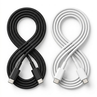 PAWA El-Caro 100W USB-C to USB-C Premium Braided Cable (2M / 6.6Ft) | 5A High-Speed Charging, E-Marker Smart Chip, 480Mbps Data Sync & Reinforced Connectors (Black & White Options)