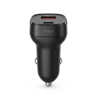 PAWA Quad Pro 48W Dual Port Car Charger (USB-C PD 30W + USB-A QC 18W) | Fireproof PC+ABS Shell, Fast Adaptive Charging & Multi-Layer Circuit Protection