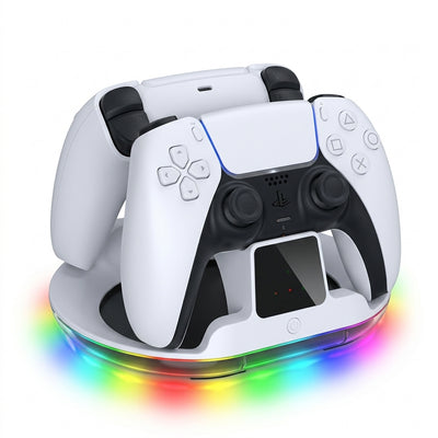 Deadskull Dual Charging Stand for PS5 Controller | Fast Charging, RGB Lighting Base & Smart LED Charging Indicators (Model DS-523)