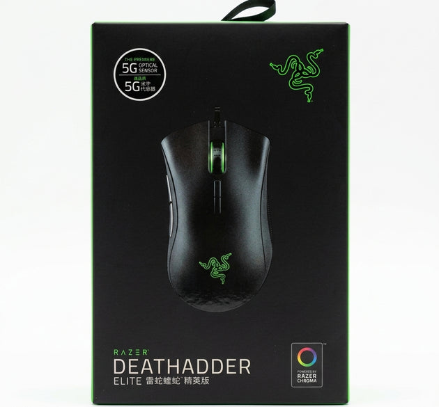 Razer DeathAdder Elite Ergonomic Wired Gaming Mouse | 16,000 DPI 5G Optical Sensor, Razer Chroma RGB Lighting & Mechanical Mouse Switches (Classic Black)
