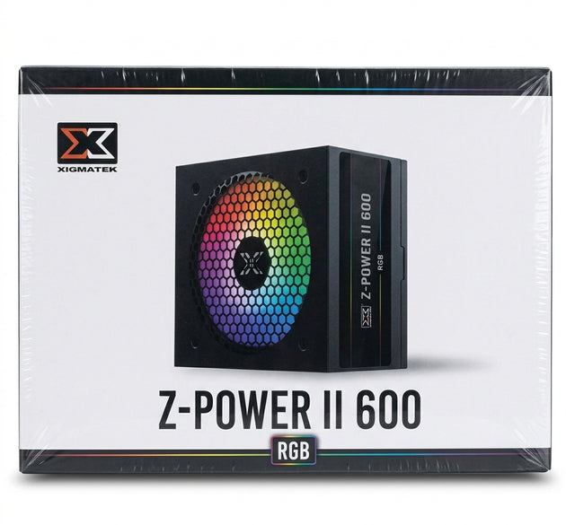 Xigmatic Z-Power II 600 RGB Power Supply | 600W Non-Modular ATX Power Supply with Multi-Color RGB Illumination (Black)