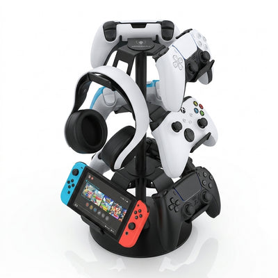 Deadskull Controller Storage Bracket (DS-MZ8002) | Universal Gamepad & Headset Wall Mount Holder Stand | Heavy-Duty Space-Saving Organizer for PS5, PS4, Xbox Series X/S, Switch Pro & PC Controllers