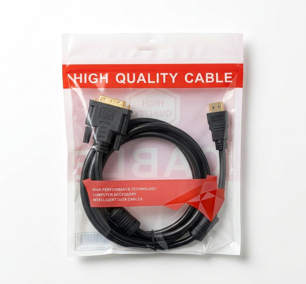 High Quality DVI to HDMI Cable – Bi-Directional Male to Male Video Monitor Cord with EMI Ferrite Core