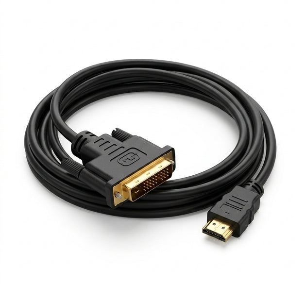 High Quality DVI to HDMI Cable – Bi-Directional Male to Male Video Monitor Cord with EMI Ferrite Core