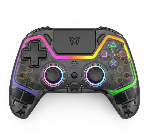EMG Artic Smoke P504 Wireless Controller for PS5 - Hall Effect Magnetic Joysticks & Triggers, Transparent Smoke Shell with Dual-Zone RGB Lighting, 2 Programmable Back Buttons | Compatible with PlayStation 5, PC