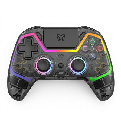 EMG Artic Smoke P504 Wireless Controller for PS5 - Hall Effect Magnetic Joysticks & Triggers, Transparent Smoke Shell with Dual-Zone RGB Lighting, 2 Programmable Back Buttons | Compatible with PlayStation 5, PC