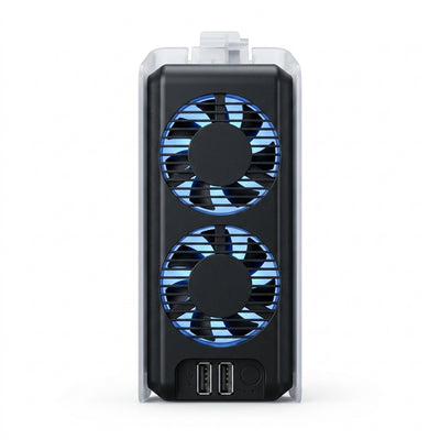 DEADSKULL Rear Cooling Fan for PS5 Slim Console | Dual Silent Fans with Blue LED Lighting, 3-Speed Adjustable Control (Up to 4500 RPM) & Dual USB Passthrough Ports (Black / DS-P5S-CF)