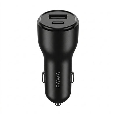 PAWA Solid 51W Dual Port Fast Car Charger (USB-C PD 30W/33W PPS + USB-A QC 18W) | Premium Metallic Shell, Multi-Layer Protection & Universal 12V-24V Compatibility (Black)