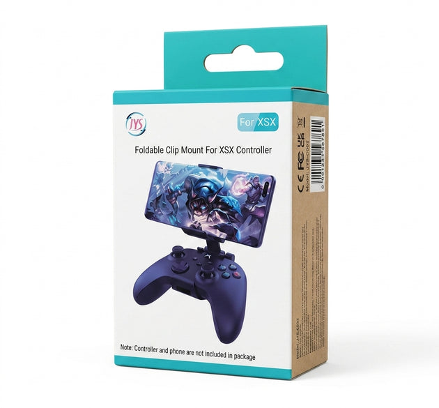 JYS Foldable Smart Phone Clip Mount for Xbox Series X (XSX) Controller – Mobile Gaming Stand Bracket (Compatible with iOS/Android) – Enhance Your PS5, PlayStation 5, and Nintendo Switch (NSW), Xbox Accessory Collection