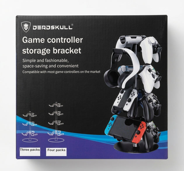 Deadskull Controller Storage Bracket (DS-MZ8002) | Universal Gamepad & Headset Wall Mount Holder Stand | Heavy-Duty Space-Saving Organizer for PS5, PS4, Xbox Series X/S, Switch Pro & PC Controllers