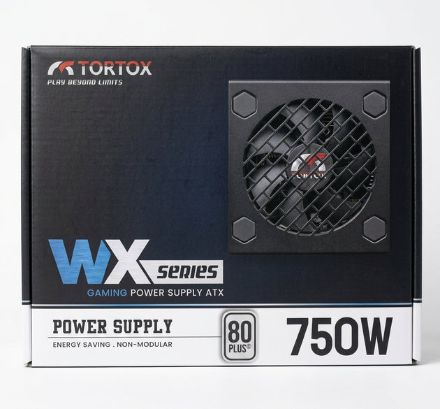 Tortox WX Series 750W Gaming Power Supply | 80 PLUS Certified High-Efficiency PSU, Single +12V Rail, Ultra-Quiet 120mm Hydraulic Bearing Fan, Active PFC & Multi-Level Safety Protections | ATX Power Supply for PC Gaming Rigs