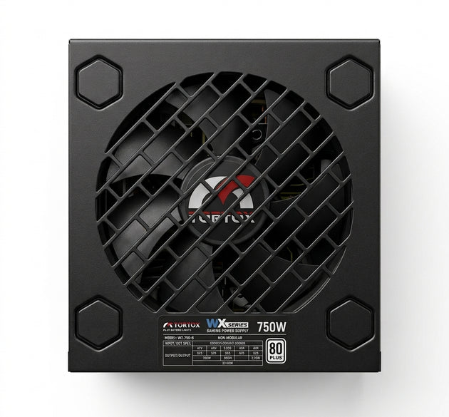 Tortox WX Series 750W Gaming Power Supply | 80 PLUS Certified High-Efficiency PSU, Single +12V Rail, Ultra-Quiet 120mm Hydraulic Bearing Fan, Active PFC & Multi-Level Safety Protections | ATX Power Supply for PC Gaming Rigs